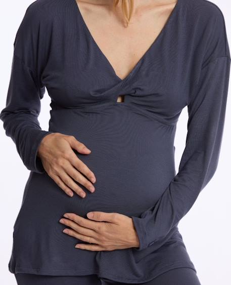 T-shirt manches longues de grossesse et d'allaitement louna Bleu nuit+Noir 4 - vertbaudet enfant 