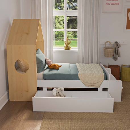 Pack lit avec tiroir sandro Blanc et bois 2 - vertbaudet enfant 