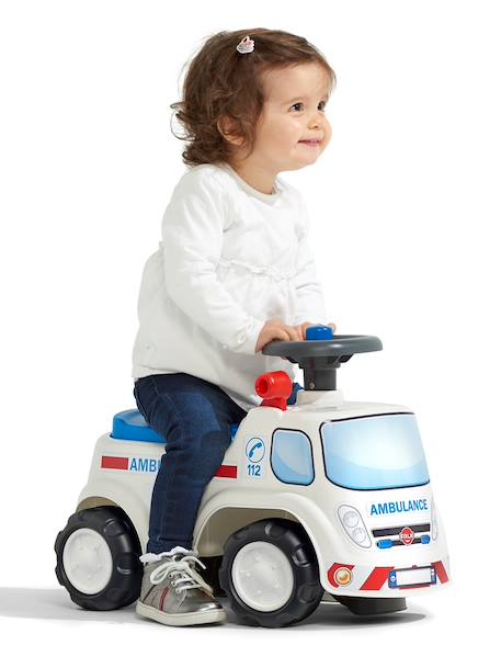 Porteur avec assise ouvrante et volant directionnel avec klaxon Blanc et bleu 3 - vertbaudet enfant 