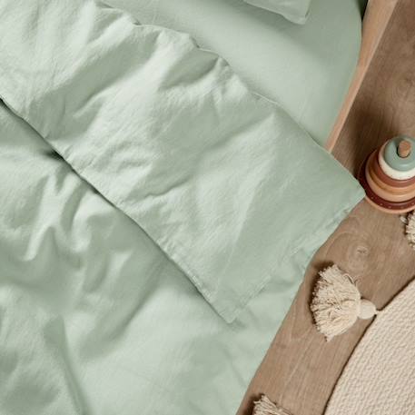 Drap housse bébé satin de coton bio lavé Ambre+Blanc craie+Brun+Cyprès+Lin+Peach+Tilleul 40 - vertbaudet enfant 