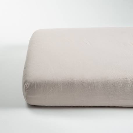 Drap housse bébé satin de coton bio lavé Ambre+Blanc craie+Brun+Cyprès+Lin+Peach+Tilleul 26 - vertbaudet enfant 