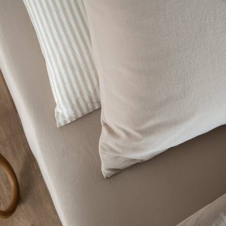 Drap housse 1 personne satin de coton bio lavé Ambre+Blanc craie+Cyprès+Lin+Peach+Tilleul 22 - vertbaudet enfant 