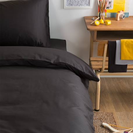 Drap housse tencel™ et coton bio 1 personne Gris carbone 4 - vertbaudet enfant 