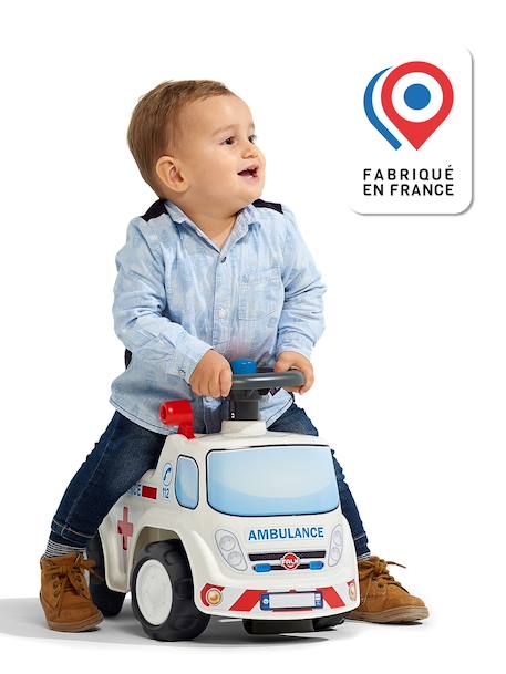 Porteur avec assise ouvrante et volant directionnel avec klaxon Blanc et bleu 2 - vertbaudet enfant 