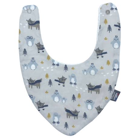 Bavoir bandana (bleu imprimé feuilles) Animaux polaires+Blanc étoiles+Bleu imprimé feuilles+Gris étoiles+Jaune étoiles+Jaune feuilles+Kaki triangles+Koala moutarde+Menthe+Monaha+Oasis+Ourson+Petites oies+Rose étoiles+Rose pâle étoiles+Savane+Sunny 1 - vertbaudet enfant 