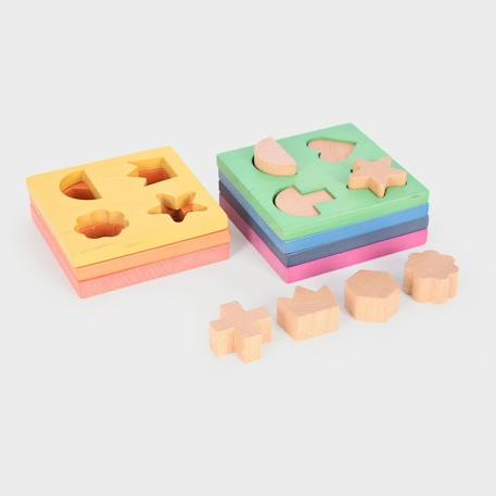 Empileur de forme en bois arc-en-ciel Multi-coloured 5 - vertbaudet enfant 
