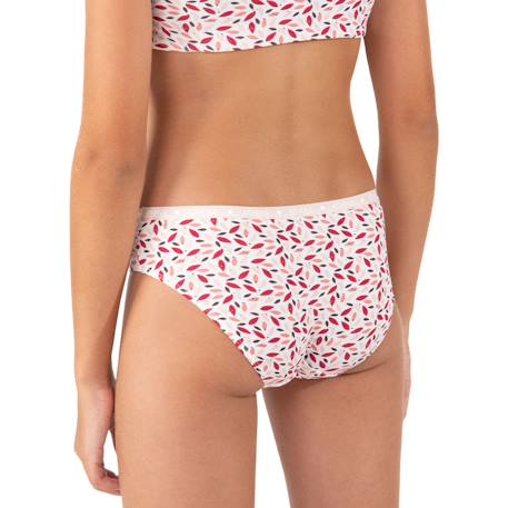 Lot de 3 slips ecopack Blanc-imprimé gouttes-noir+Rose-floral-rose poudré 9 - vertbaudet enfant 