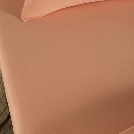 Drap housse 1 personne satin de coton bio lavé Ambre+Blanc craie+Cyprès+Lin+Peach+Tilleul 25 - vertbaudet enfant 