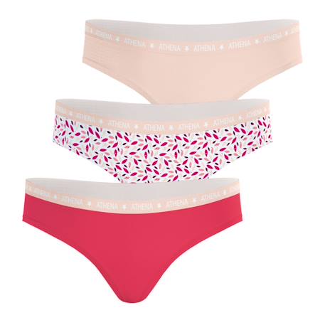 Lot de 3 slips ecopack Blanc-imprimé gouttes-noir+Rose-floral-rose poudré 7 - vertbaudet enfant 