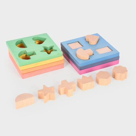Empileur de forme en bois arc-en-ciel Multi-coloured 6 - vertbaudet enfant 