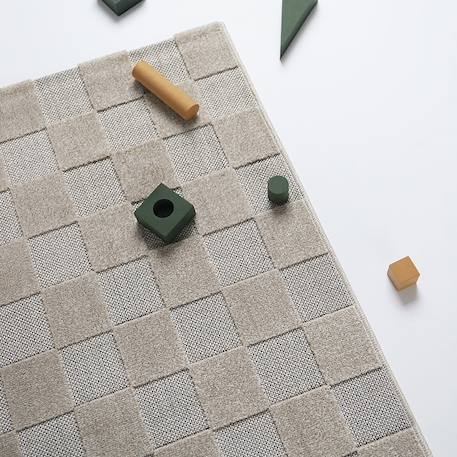Tapis contemporain design damier damas Beige sable+Gris 1 - vertbaudet enfant 
