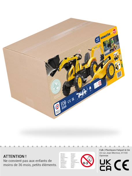 Tractopelle à pédales avec excavatrice arrière et remorque Jaune Komatsu+Vert 5 - vertbaudet enfant 