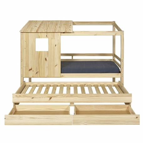 Lit cabane gigogne bois massif alma Blanc+Bois 7 - vertbaudet enfant 