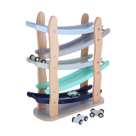 Rampe de course avec 2 voitures en bois emil Bleu 6 - vertbaudet enfant 
