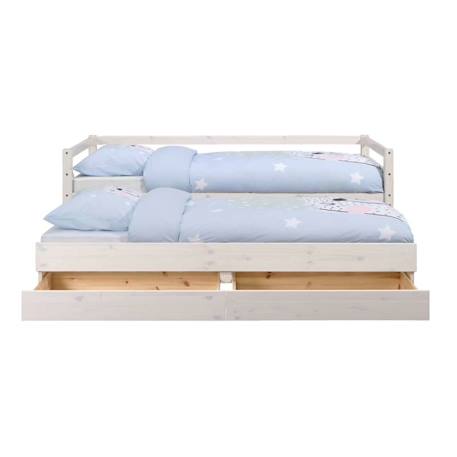 Pack lit banquette gigogne avec 2 matelas bois massif alma Blanc+Bois naturel 2 - vertbaudet enfant 