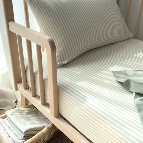 Drap housse bébé percale de coton bio rayé Rayé ambre+Rayé lin+Rayé peach+Rayé tilleul 19 - vertbaudet enfant 