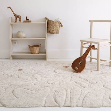 Tapis enfant coton lavable motif fleurs gentle flora Ecru 2 - vertbaudet enfant 