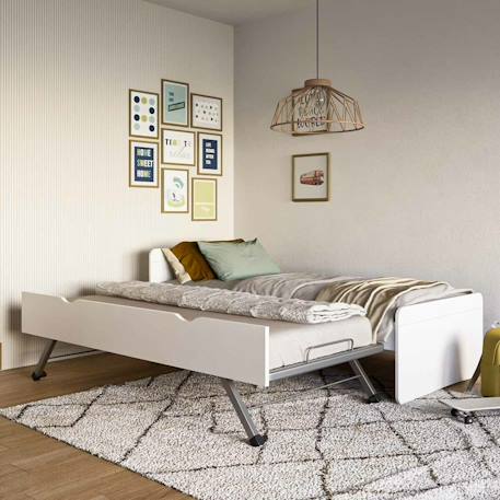 Lit gigogne bois massif lilow Blanc+Blanc et bois+Bois 6 - vertbaudet enfant 