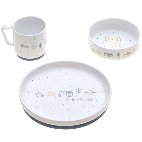 Coffret repas en porcelaine garden explorer tracteur Blanc 1 - vertbaudet enfant 