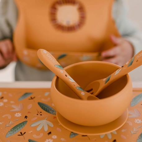 Set fourchette et cuillère en silicone animaux Beige+Menthe+Orange+Rose+Vert+Vert paon 18 - vertbaudet enfant 