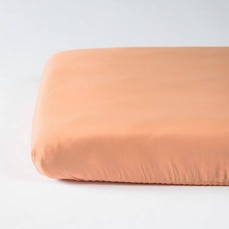 Drap housse bébé satin de coton bio lavé Ambre+Blanc craie+Brun+Cyprès+Lin+Peach+Tilleul 32 - vertbaudet enfant 