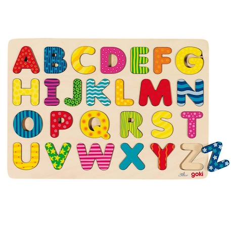 Puzzle d'encastrement alphabet majuscules a-z à motifs Multicolore 1 - vertbaudet enfant 