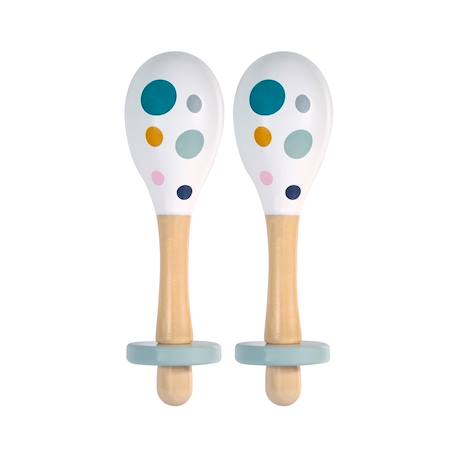 Set de 3 instruments de musique pour enfant avec guitare, tambourin et maracas à pois Blanc 6 - vertbaudet enfant 