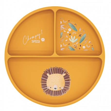Assiette compartimentée en silicone avec ventouse animaux Beige+Menthe+Orange+Rose+Vert+Vert paon 13 - vertbaudet enfant 