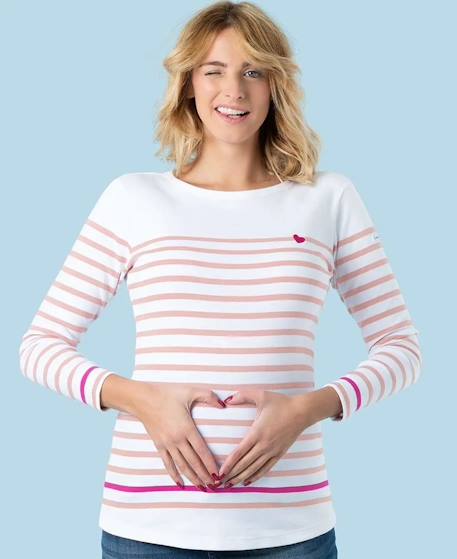 Marinière de grossesse brest Blanc/bleu+Blanc/rose 8 - vertbaudet enfant 