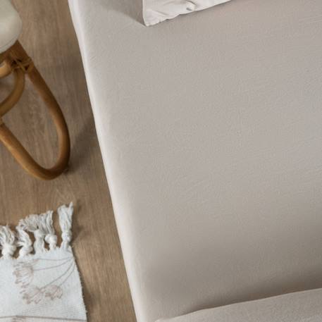 Drap housse 1 personne satin de coton bio lavé Ambre+Blanc craie+Cyprès+Lin+Peach+Tilleul 19 - vertbaudet enfant 