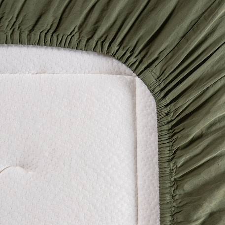 Drap housse 1 personne satin de coton bio lavé Ambre+Blanc craie+Cyprès+Lin+Peach+Tilleul 15 - vertbaudet enfant 
