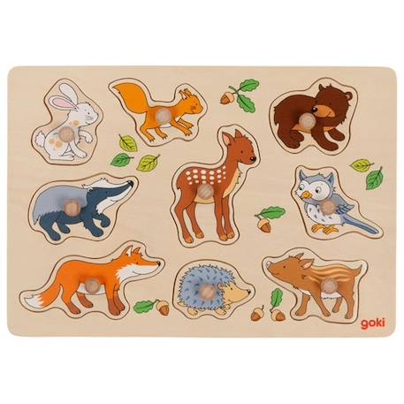Puzzle à boutons animaux des bois 9 éléments Multi-coloured 1 - vertbaudet enfant 