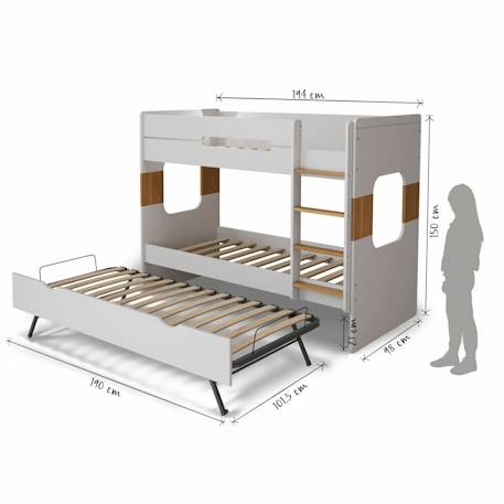 Lit superposé gigogne leji Blanc+Blanc et noisette 4 - vertbaudet enfant 