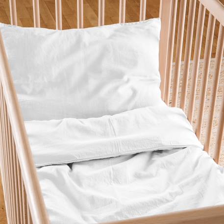 Drap housse bébé satin de coton bio lavé Ambre+Blanc craie+Brun+Cyprès+Lin+Peach+Tilleul 10 - vertbaudet enfant 