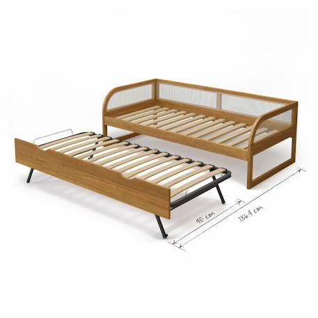 Lit enfant gigogne métal bois massif laya Noisette 4 - vertbaudet enfant 