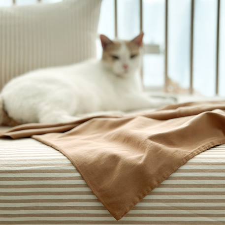 Drap housse bébé percale de coton bio rayé Rayé ambre+Rayé lin+Rayé peach+Rayé tilleul 5 - vertbaudet enfant 