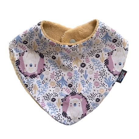 Bavoir bandana (bleu imprimé feuilles) Animaux polaires+Blanc étoiles+Bleu imprimé feuilles+Gris étoiles+Jaune étoiles+Jaune feuilles+Kaki triangles+Koala moutarde+Menthe+Monaha+Oasis+Ourson+Petites oies+Rose étoiles+Rose pâle étoiles+Savane+Sunny 31 - vertbaudet enfant 