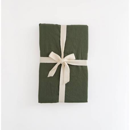 Drap housse 1 personne satin de coton bio lavé Ambre+Blanc craie+Cyprès+Lin+Peach+Tilleul 18 - vertbaudet enfant 