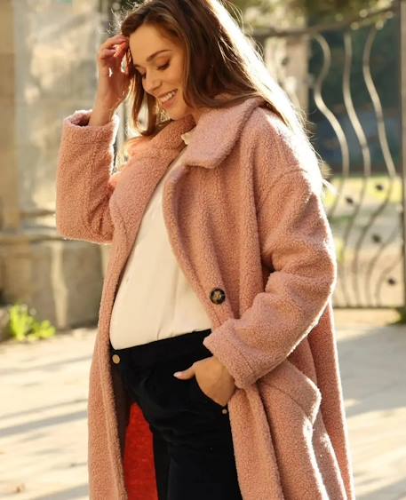 Manteau long de maternité oversize léonie Rose 4 - vertbaudet enfant 