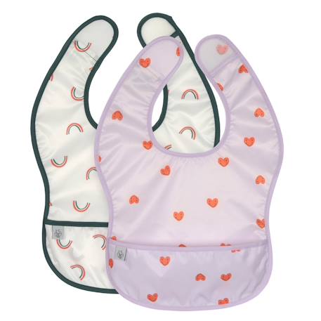 Lot de 2 bavoirs à poche happy rascals coeur Rose 1 - vertbaudet enfant 
