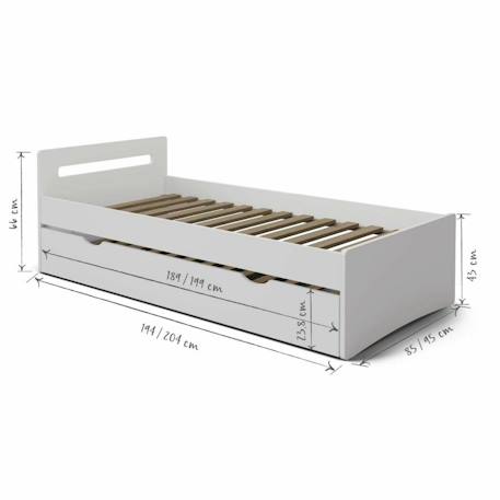 Lit gigogne bois massif leo Blanc+Blanc et bois+Bois 5 - vertbaudet enfant 