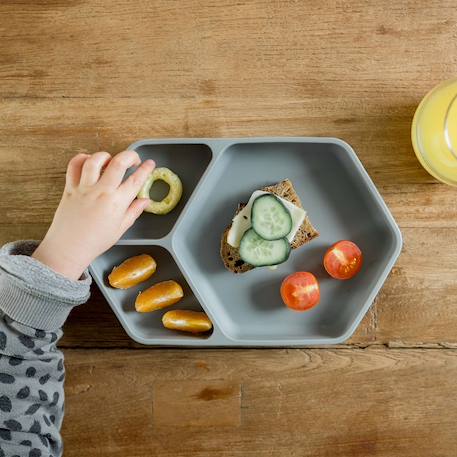 Assiette à compartiments avec ventouse Gris foncé 2 - vertbaudet enfant 