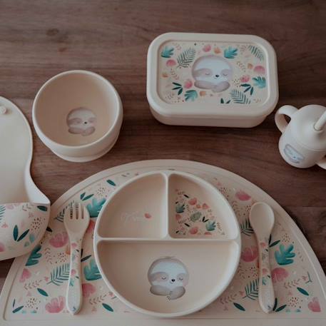 Set fourchette et cuillère en silicone animaux Beige+Menthe+Orange+Rose+Vert+Vert paon 3 - vertbaudet enfant 