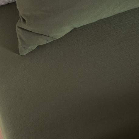 Drap housse 1 personne satin de coton bio lavé Ambre+Blanc craie+Cyprès+Lin+Peach+Tilleul 13 - vertbaudet enfant 