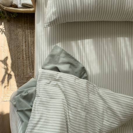 Drap housse bébé percale de coton bio rayé Rayé ambre+Rayé lin+Rayé peach+Rayé tilleul 21 - vertbaudet enfant 