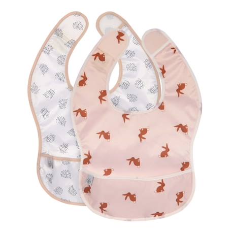 Lot de 2 bavoirs à poche little forest lapin Rose 1 - vertbaudet enfant 
