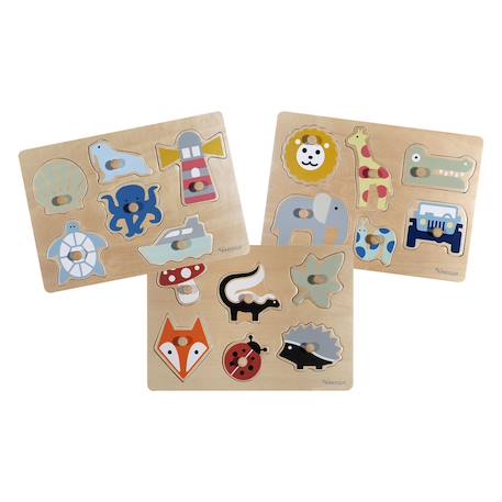 Puzzle à encastrer océan en bois Bois+Jaune 12 - vertbaudet enfant 