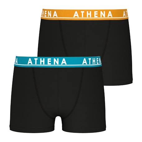 Lot de 2 boxers garçon easy color athena Bleu minéral-gris chiné+Noir 5 - vertbaudet enfant 