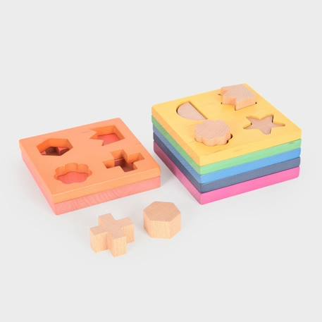 Empileur de forme en bois arc-en-ciel Multi-coloured 4 - vertbaudet enfant 