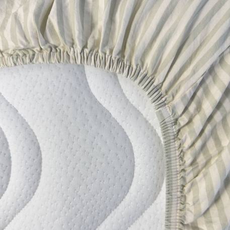 Drap housse bébé percale de coton bio rayé Rayé ambre+Rayé lin+Rayé peach+Rayé tilleul 22 - vertbaudet enfant 
